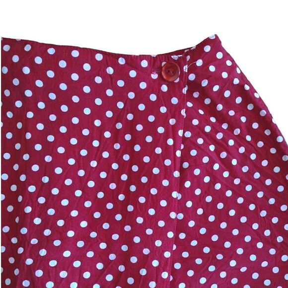 VTG 80s USA M.J. Carroll Red White Polkadot Front Wrap Skort Skirt Size 12 - Picture 4 of 16